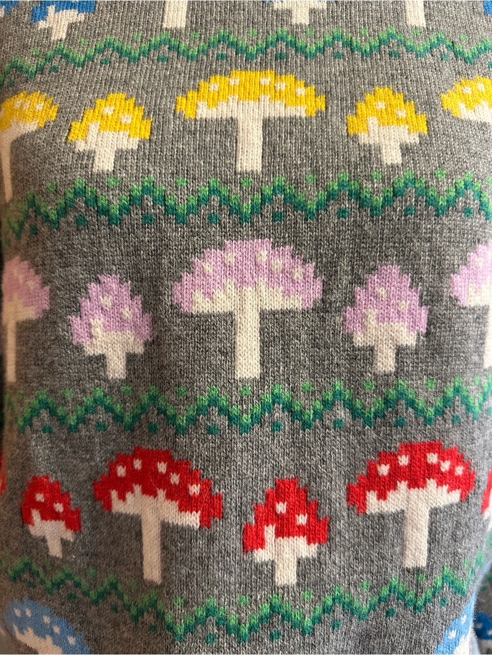 Boden Mushroom Print Edie Fair Isle Jumper - Picture 4 of 12
